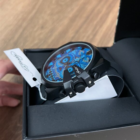 NEW Ed Hardy Blue Skull Mens Watch - Picture 4 of 11